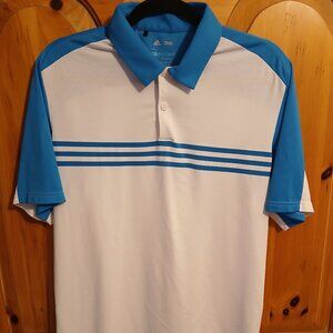 Adidas Men's Climacool Golf/Tennis Polo Shirt, Size Medium, Blue/White